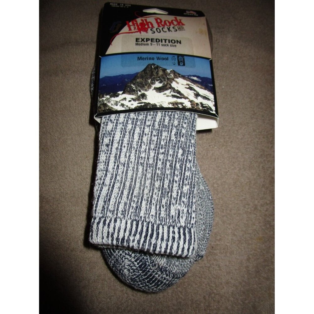 1 Pair Large High Rock Merino Wool Expedition Socks 9-11 Made in USA - Picture 1 of 4